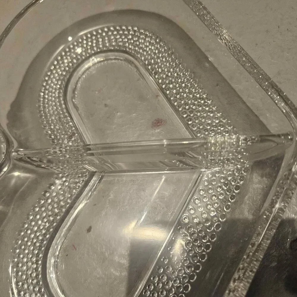 Clear Heart Shaped Divided Glass Dish Duncan and Miller #309 Trinket Dish
